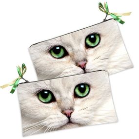 Косметичка жіноча Мордашка белого котика 20х12 см (K_14S009)