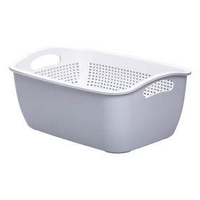 Кошик-друшлак 2 в 1 для миття овочів, фруктів і зелені 32×23×13 (см) Сірий HP-45-5G