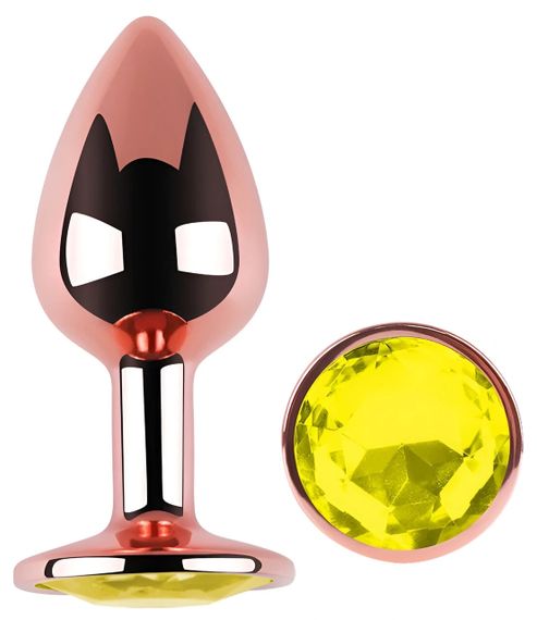 Анальна пробка EGZO Rose Gold Round Plug S з лаймовим кристалом, металева Sex Aura | Зображення 1