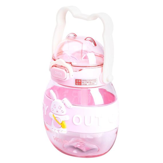 Пляшка для води дитяча з трубочкою 580 мл з ручкою та ремінцем Рожева HP-14-37P | Зображення 3