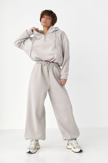 Спортивний костюм оверсайз із плюшевим начосом - сірий цвет, L/XL (є розміри)