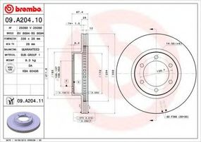 Диск гальмівний BREMBO 09A20411 на TOYOTA LAND CRUISER PRADO (LJ12_, KDJ12_, KZJ12_, GRJ12_, TRJ12_)