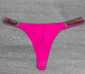 Женские кружевные стринги Виктория Сикрет со стразами, бикини стринги Victoria`s Secret, премиум качество