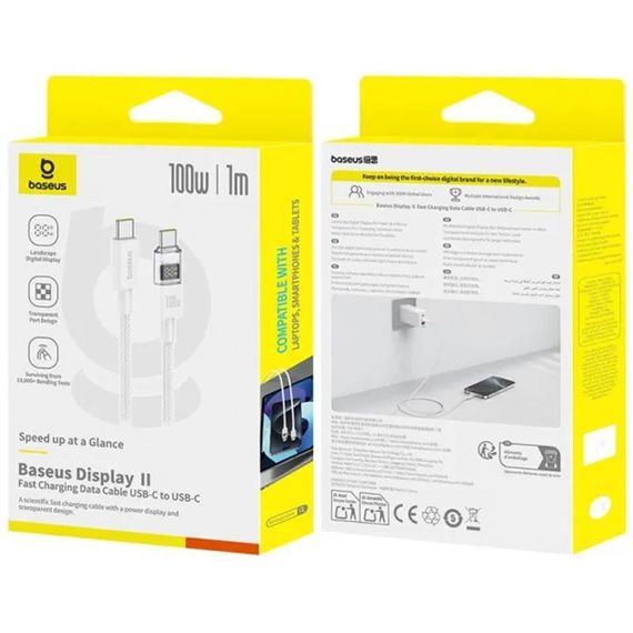 Дата кабель Baseus Display 2 Type-C to Type-C 100W (1m) (P10382702) Moon White | Зображення 3