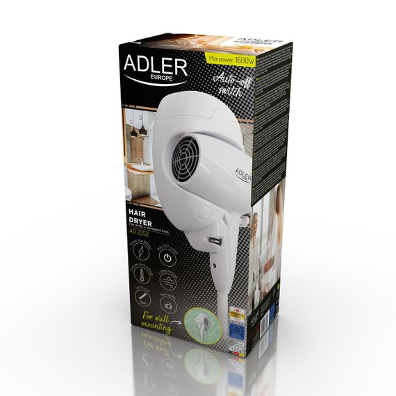 Фен для волосся настінний Adler AD 2252, 1600 Вт, готельний, автоматичне вимкнення | Зображення 8