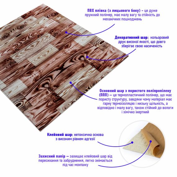 Панель стінова 700х700х3мм Червоне дерево SW-00001896 | Зображення 1
