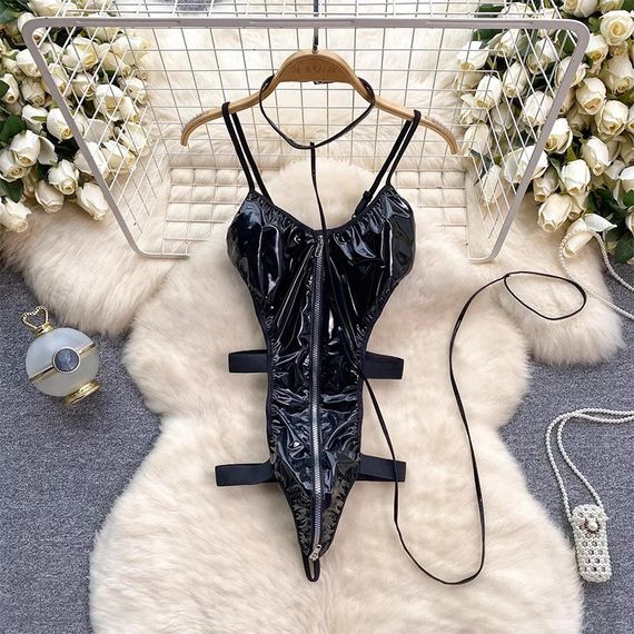 Лаковый боди с поводком "Subordination", размер M sexstyle | Зображення 6