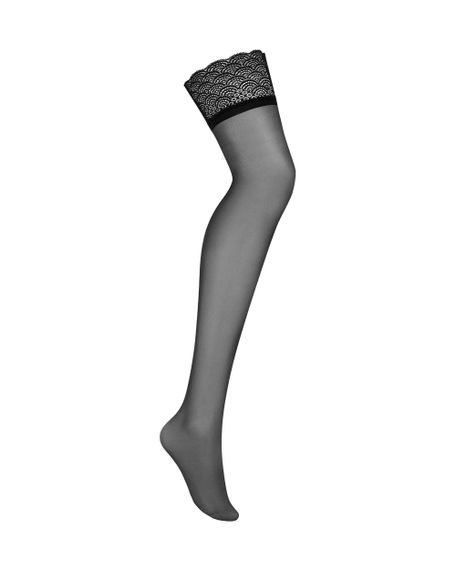 Панчохи Obsessive Chemeris з ажурним мереживом, чорні, XS/S | Зображення 2