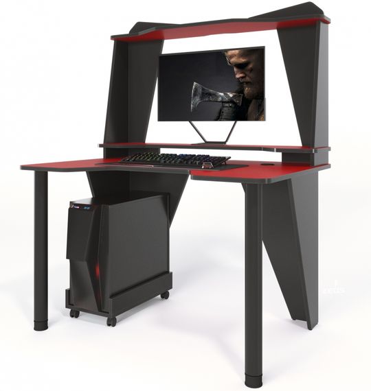 Стол геймерский ZEUS IVAR-3 красныйчерный | Зображення 3