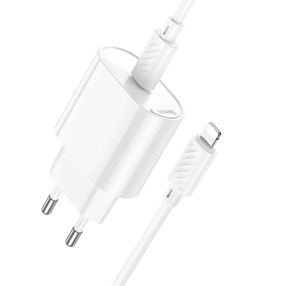 МЗП Hoco C109A Fighter PD20W+QC3.0 (1USB-A/1C) + кабель Type-C to Lightning White | Зображення 4