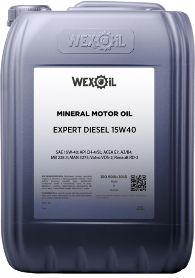 Моторна олива WEXOIL Expert Diesel 15w40 20л API CH-4/CG-4/SJ