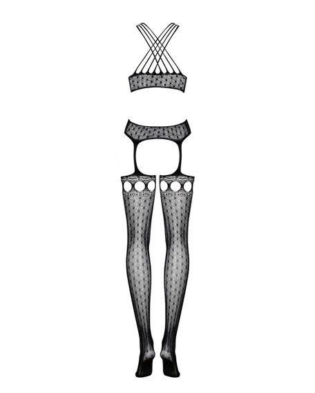 Бодістокінг Obsessive Bodystocking G313 S/M/L, шнурівка, геометричний декор | Зображення 5