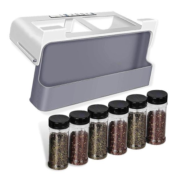 Подвесной органайзер для специй с 6 баночками, SPICE RACK / Кухонная полка для приправ / Набор баночек для | Зображення 8
