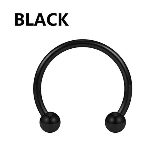 Серьга для пирсинга губы, брови или носа Liresmina Jewelry нержавеющая сталь черная штанга полумесяц