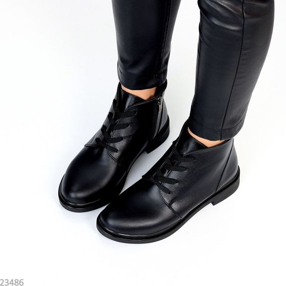 Класичні чорні черевики натуральна шкіра низький хід | Зображення 4