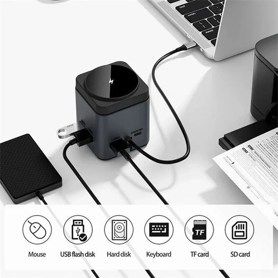 БЗП + HUB WIWU Wi-W025 Cube 9in1 USB-C Gray | Зображення 3