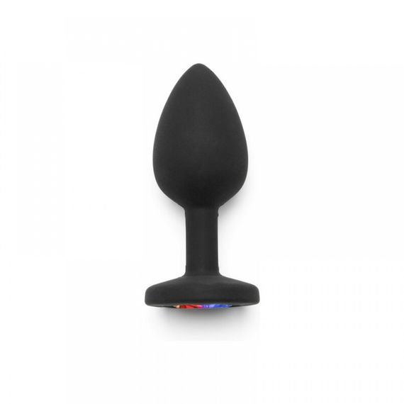 Пробка с радужным камнем силикон черный Toy Joy Rainbow Booty Jewel Small Sex Aura | Зображення 1