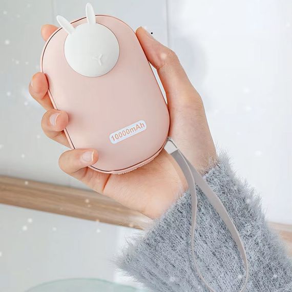 Портативний ЗП Power Bank GXZ-N705 2in1 з обігрівачем для рук 10000 mAh Pink / Rabbit | Зображення 3