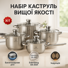 Хороший набір каструль, Набір каструль з антипригарним покриттям зі сталі CB-49