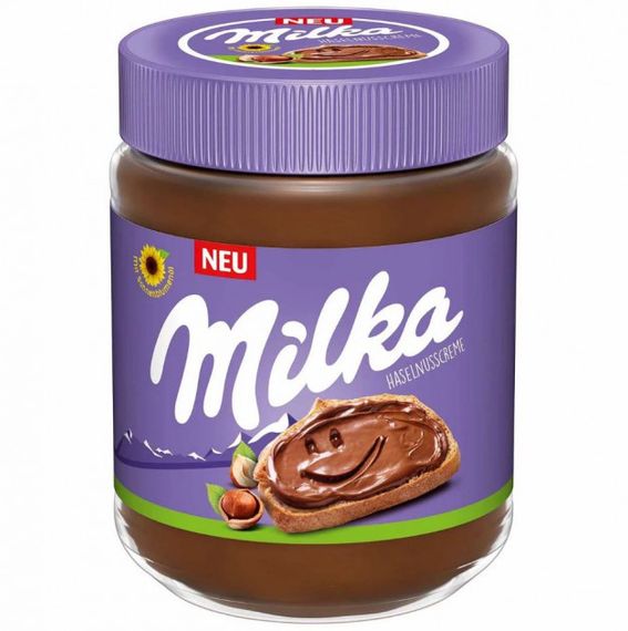 Паста шоколадная без пальмового масла с измельчёнными орехами Milka, 350 г в банке, Германия