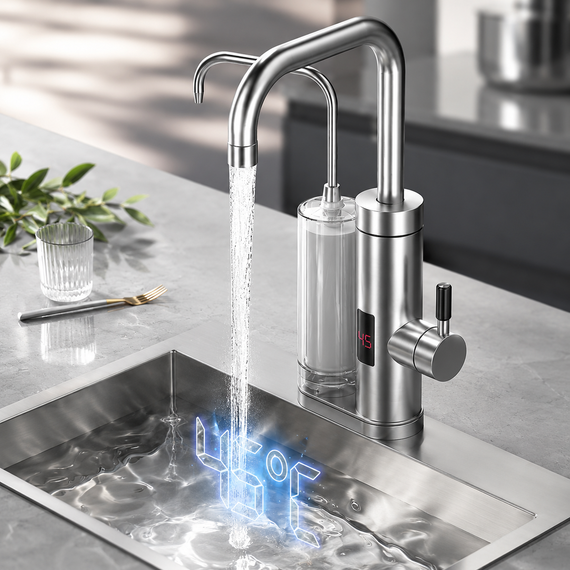 Проточный водонагреватель 2в1 Multifunctional heating cleaning faucet / Кран электрический проточный с LCD-дисплеем ZSW-D02 | Зображення 1