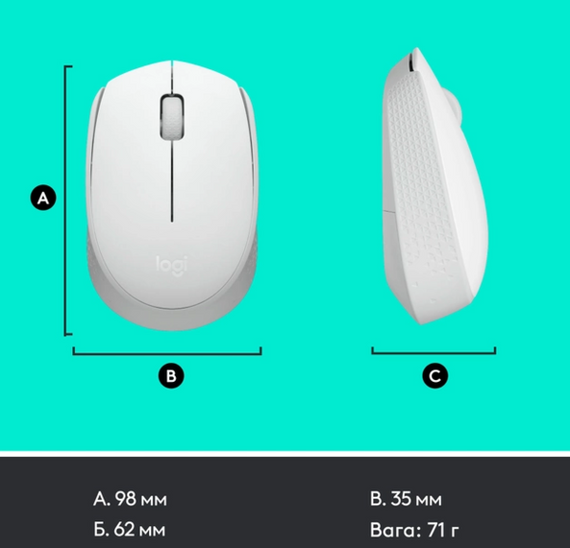 Миша комп'ютерна Logitech M171 Wireless Mouse, White (910-006867) | Зображення 7