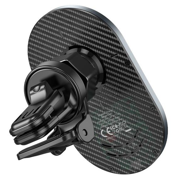 Автотримач HOCO CA91 + Wireless Charging 15W, кріплення на решітку, Type-C, Gray | Зображення 1