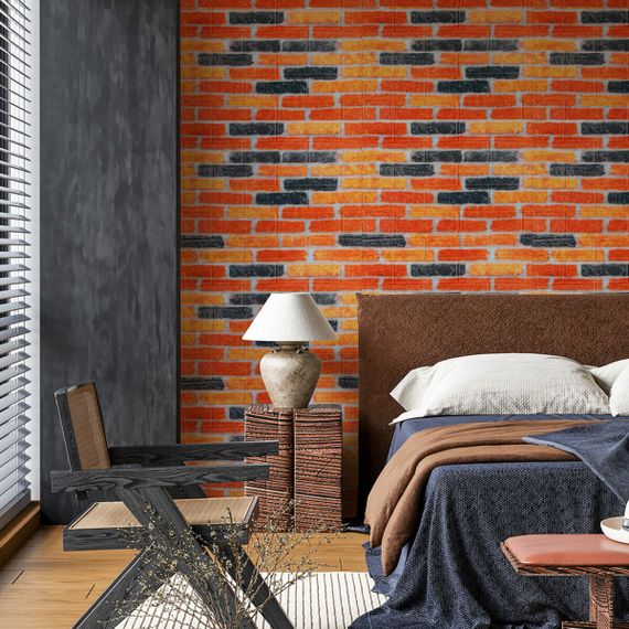 Самоклеюча 3D панель під бежево-коричневу цеглу катеринослав 700х770х3мм (047-3m) SW-00001440 | Зображення 4