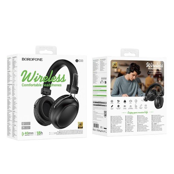 Беспроводные наушники BOROFONE BO33 Melody BT headphones Black | Зображення 1