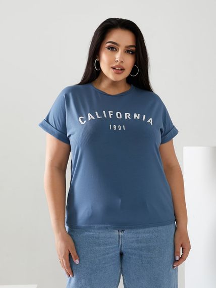 Жіноча футболка California колір джинсовий р.42/46 432424 | Зображення 1