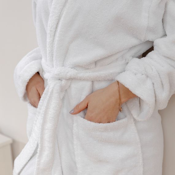 Халат SoundSleep SHAWL шалевий махровий велюровий S білий (94194104) | Зображення 5