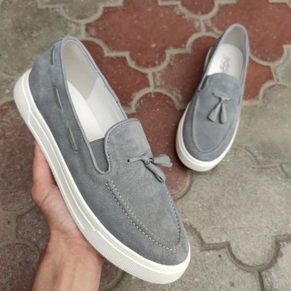 Мокасины на белой подошве серого цвета 42 размер | Зображення 1