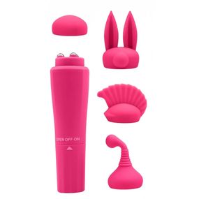 Вібратор для клітора з насадками Chisa Sweet Breeze, рожевий, 10 х 2.6 см Sex Aura