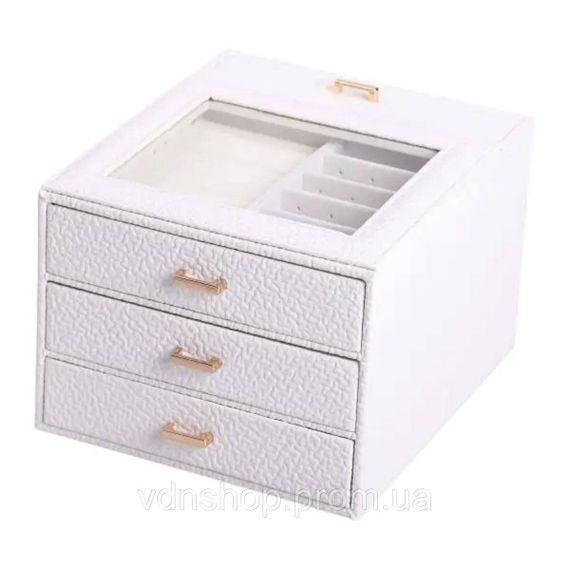 Шкатулка для украшений из эко кожи 3 яруса органайзер для ювелирных изделий HP-5-16W | Зображення 1