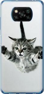Чехол на Xiaomi Poco X3 Pro Летящий котёнок из пластика FCh_052548