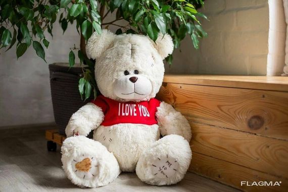 Мишка с латками плюшевый в футболке Yarokuz Me To You 70 см Молочный | Зображення 1
