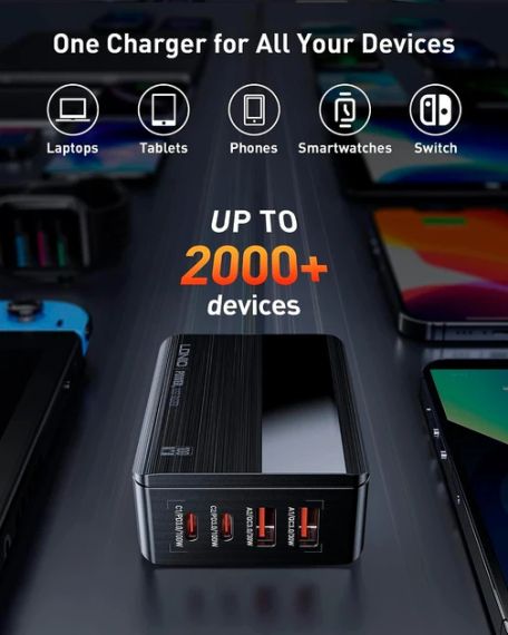 LDNIO A4809C: Потужний 4-портовий зарядний пристрій 100 Вт з технологією GaN та LED-екраном | Зображення 6