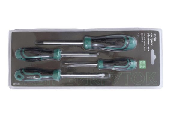 Набір викруток прогумованих SL3x75, SL5x100, PH1x75, PH2x150 (4шт) Стандарт СИЛА 3006851