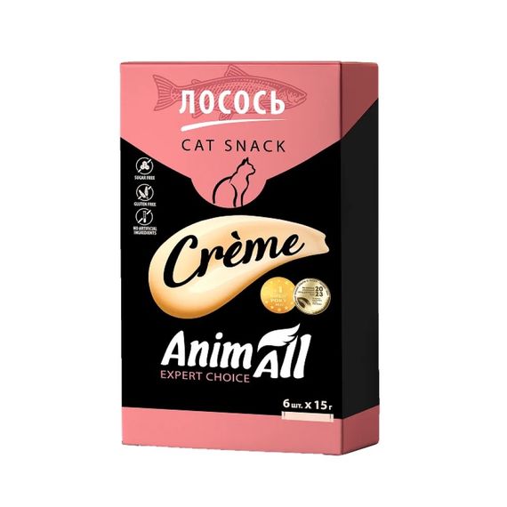 Рідкі ласощі для котів з лососем AnimAll Сreme Salmon, 6 шт х 15 гр | Зображення 1