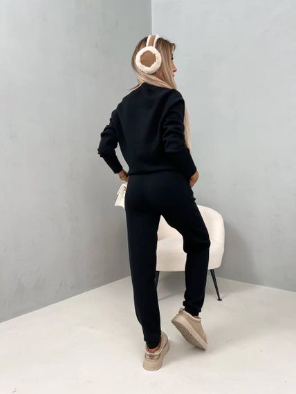 Женский теплый прогулочный костюм из ангоры кофта и штаны, LK144 цвет черный, размер 46/48 | Зображення 3