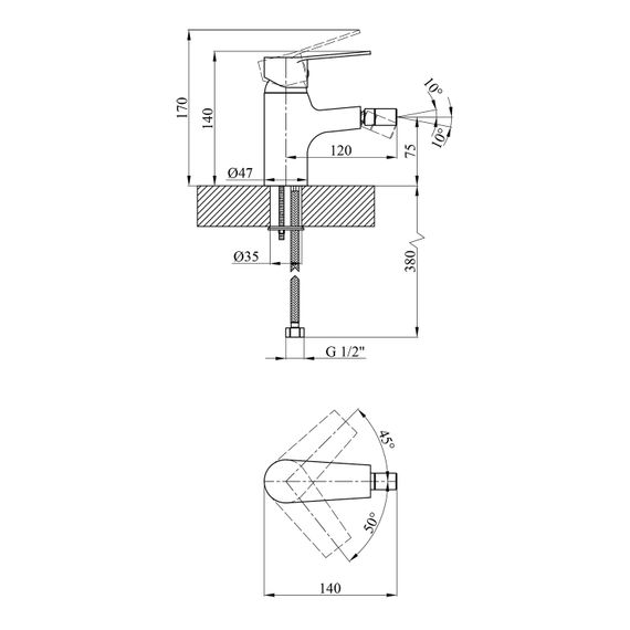 Змішувач для біде Kroner KRM Enzo - C020 (CV023612) | Зображення 1