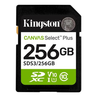 Карта памяти Kingston 256GB SDXC class 10 UHS-I V10 A1 Canvas Select Plus (SDS3/256GB)