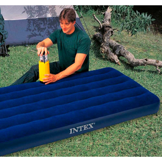 Одномісний надувний матрац Intex 75 × 190 × 24 см, флоковане покриття проти ковзання | Зображення 8