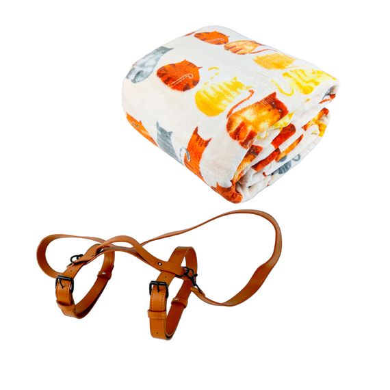 Плед тревел флісовий Котики бежевий з ременем Love You 200 x 220 см | Зображення 8