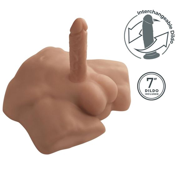 Полуторс с фаллоимитатором на присоске SilexD Apollo S Male Torso Caramel Sex Aura | Зображення 5