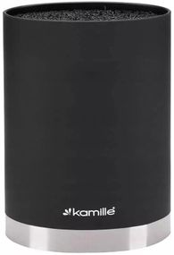 Підставка Kamille Black&Silver, колода для ножів 16х7х22см з поліпропіленовим наповнювачем
