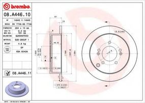 Диск гальмівний HYUNDAI SANTA FE TUCSON 01 - задн. (вир-во BREMBO) BREMBO 08A44610 на HYUNDAI SANTA FÉ I (SM)
