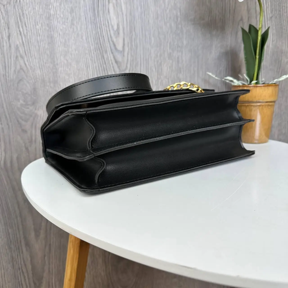 Сумка жіноча маленька через плече стьобана стильна на ланцюжку Чорна (1254Ч) | Зображення 6