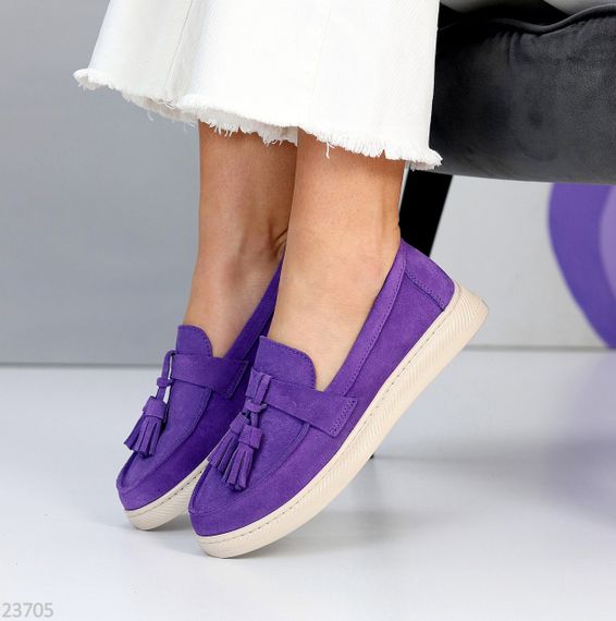 Яркие фиолетовые замшевые лоферы натуральная замша цвет в ассортименте | Зображення 3