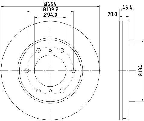 Тормозной диск передний L200/Pajero Sport 05-2.4-3.5 (PRO), HELLA PAGID (8DD355115731) | Зображення 2
